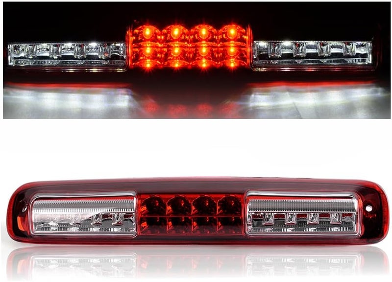 GPLUS LED 3rd Third Brake Light Compatible With Chevy Silverado GMC Sierra 1500 2500HD 3500 1999-2006,3RD Cargo Tail Lamps Chrome Housing Red & Clear Lens Tersera Luz De Freno - Image 1